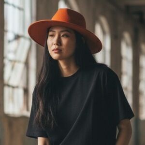 Travaux en Cours Côte d’Azur Orange Wool Felt Fedora Hat Made in France Size 56